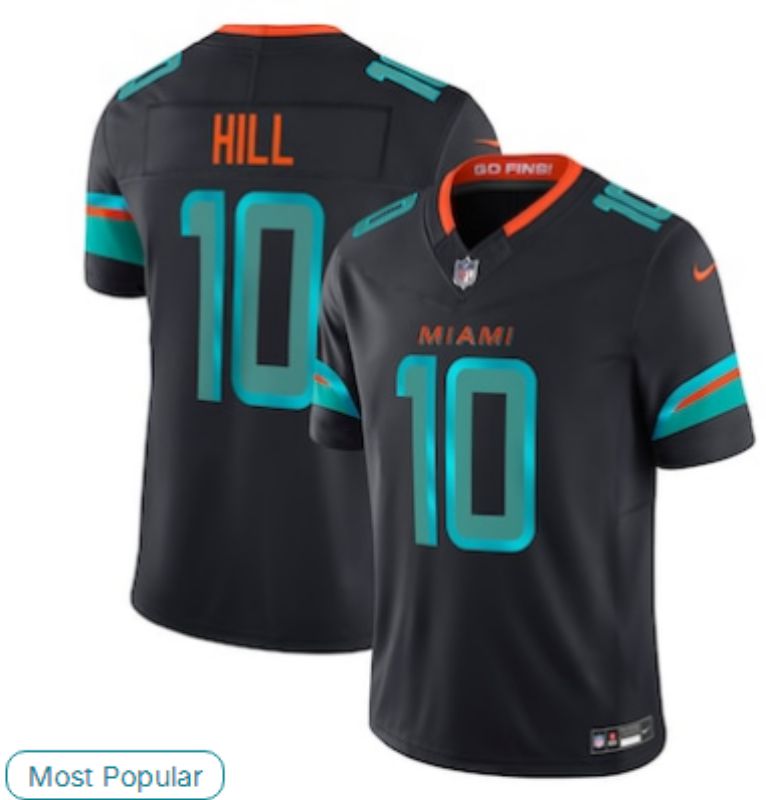 Men Miami Dolphins #10 Hill black Nike 2025 Limited Nike NFL Jersey 05->miami dolphins->NFL Jersey